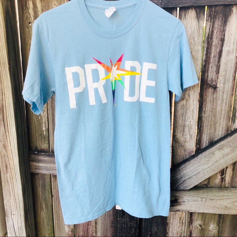 🦋 3/$15 Pride sky blue graphic tee